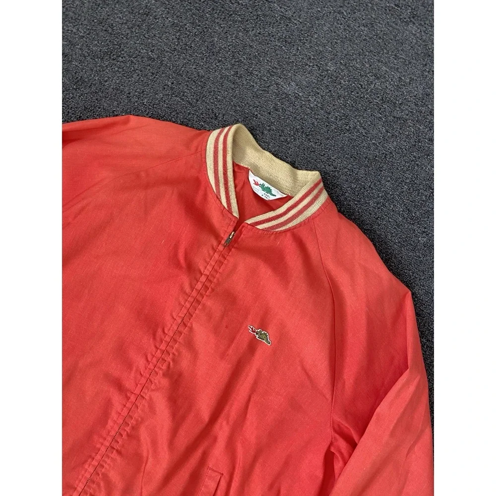 Vintage Sears Dragon Bomber Jacket Red Mens Size 3XL X-Tall Windbreaker Full Zip
